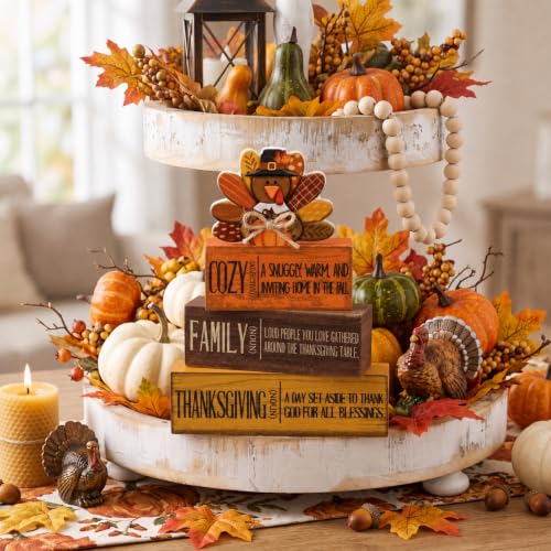 4 Pcs Thanksgiving Turkey Decor for Home Cozy Fall Table Decoration (Cozy Thanksgiving)