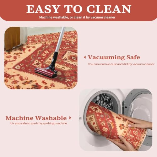 9x12 Washable Non Slip Boho Area Rug for Living Room (Red/Multi / 9' x 12' (Rectangular))