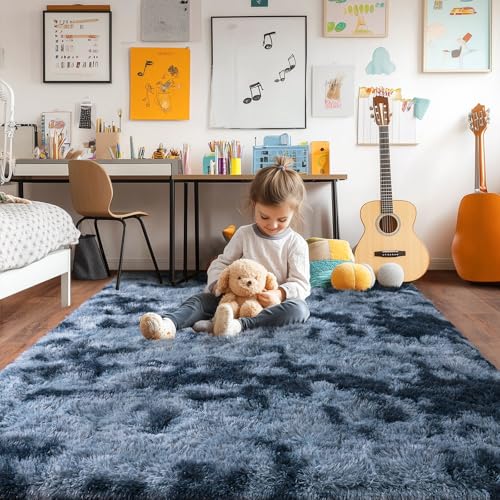 Super Fluffy Area Rug for Living Room 5x7 (Blue Grey / 5' x 7' (Rectangular))