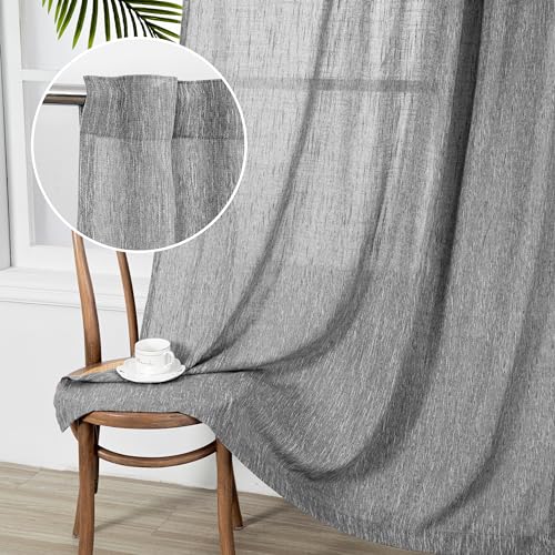 95 Inch Curtains Farmhouse Light Filtering Privacy Curtain Drapes for Patio Door Living Room (50"W x 95"L (Pack of 2) / Dark Grey)