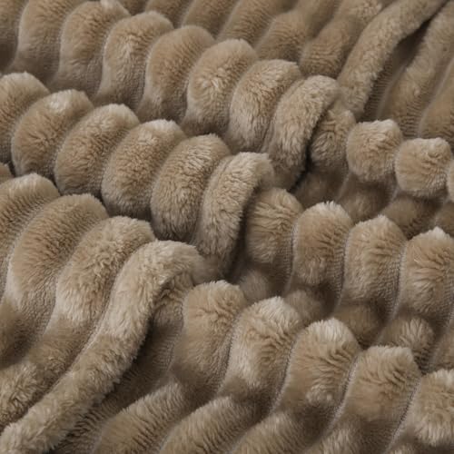 Tan Fleece Throw Blanket 60”×80” for Couch Sofa Livingroom (Tan / 60×80inch)