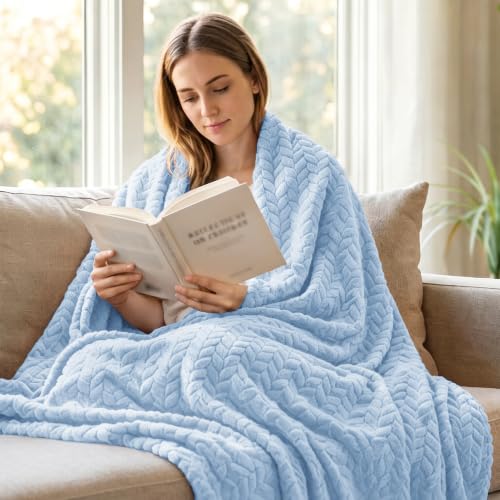 Soft Fleece Bed Blanket Twin Size (Light Blue / Twin ( 60x80 IN ))