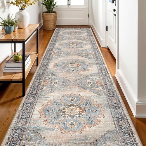 Washable 3x12 Hallway Runner Rug (Blue / 3' x 12' (Rectangular))