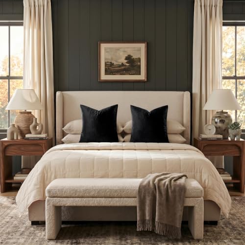 Black Velvet Pillow Covers 24x24 Decorative Pillows Pack of 2 (Black / 24" x 24" (Pack of 2))
