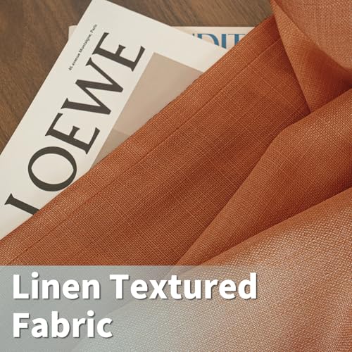 Short Linen Curtains 40 Inch Length for Small Windows (42"W x 40"L (Pack of 2) / Silver Grommet-terracotta)