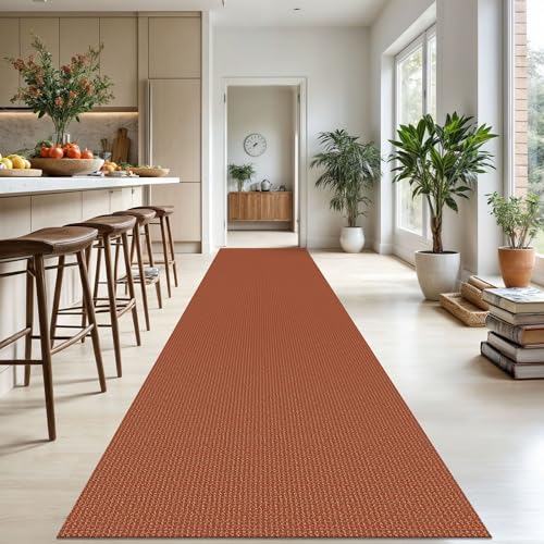 Extra Long Runners for Hallways 3x18 ft Washable Kitchen Runner Non Slip Rubber Backed Hallway Rug Cotton Entryway Runner Rug Floor Carpet for Indoor Hall (Orange/Tan / 3' x 18' (Runner))