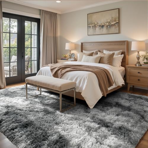 8x10 Ft Extra Large Shag Rugs for Living Room (Fc Grey 5sm04 / 8' X 10' (Rectangular))
