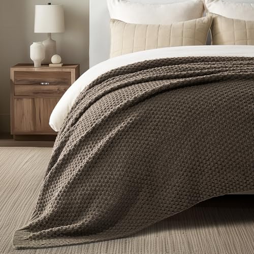HOME Chunky Chenille Knit Throw Blanket (Mocha Brown / 108" X 92")