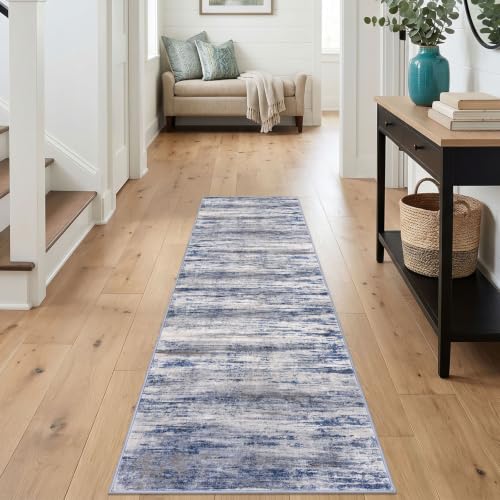Modern Washable Rug Runner 2x7 Kitchen Runner Rugs Grey (Blue-grey / 2' x 7' (Runner))