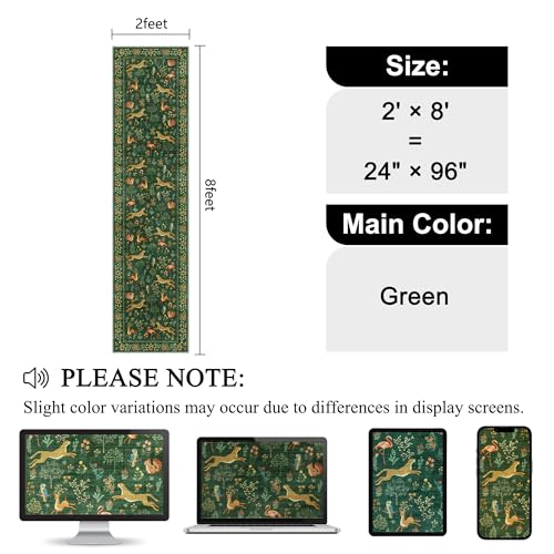 2x8 Washable Runner Rug (Green (Animal) / 2' x 8' (Rectangular))