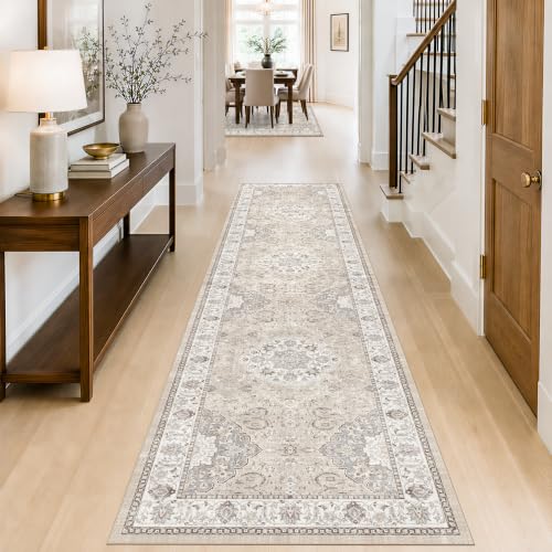 HY HAOYUNLAI Washable Hallway Runner Rug 2.6x10 Non Slip Kitchen Slim Rug (2'6" x 10' (Rectangular) / Beige)