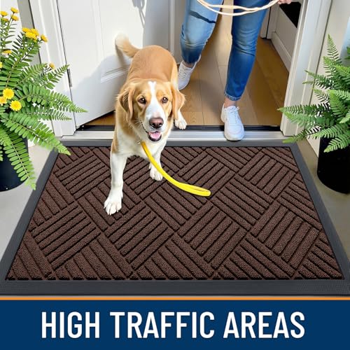 Front Door Mat Outside Entrance 35x23 (35" X 23" / Brown Diamond)
