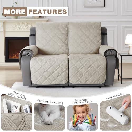 100% Waterproof Oversized Recliner Loveseat Cover (Cream / 2 Seater Oversized)