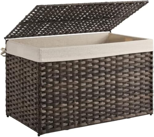 Woven Storage Basket with Lid (160 L / Brown)