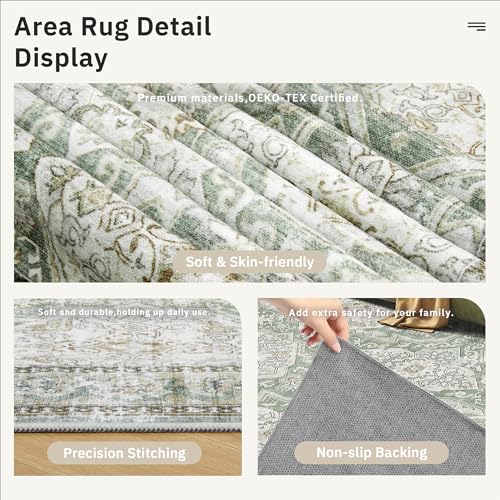 10x14 Area Rugs for Living Room Washable Rug Non (Green/Brown / 10' x 14' (Rectangular))