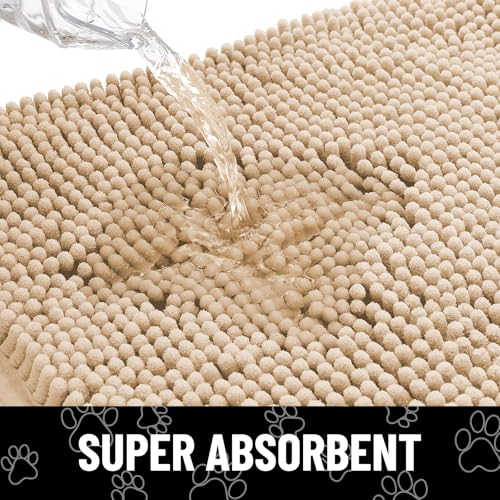 Dog Door Mat for Muddy Paws (30"X20" / Beige and Black)