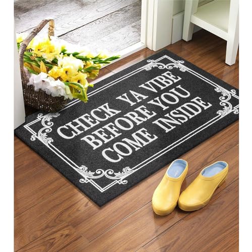 Indoor Door Mat Welcome Mats for Front Door Outdoor Entry Black Doormat (1'6" x 2'4" (Rectangular) / Come Inside-black)