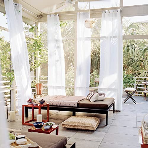 Bright White Sheer Long Curtains 96 Inch Long (Bright White / 54"W x 96"L (Pack of 2))