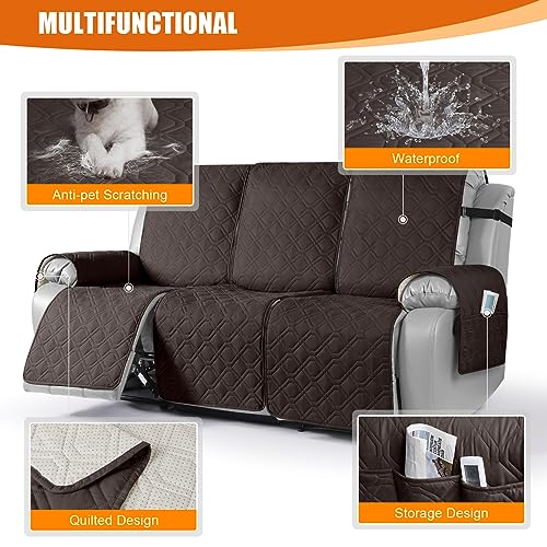 Waterproof Recliner Couch Covers Washable (Chocolate / 3 Seater)
