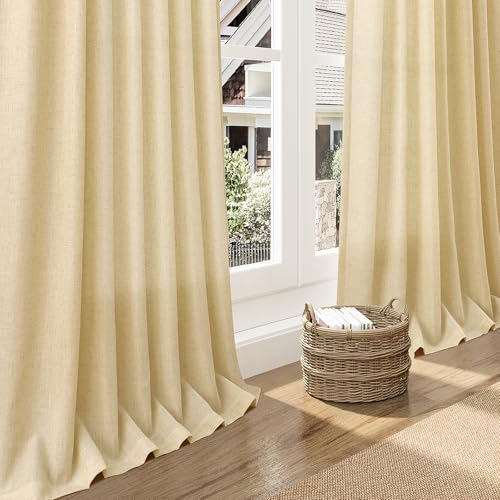 Linen Curtains (52"W x 84"L (Pack of 2) / Cream Yellow)