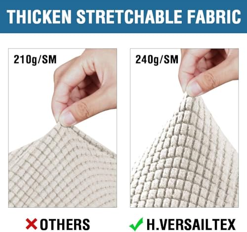 4 Piece Stretch Sofa Covers for 3 Cushion Couch Covers for Living Room Furniture Slipcovers (Large Plus / Ivory)