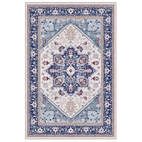 Soft Area Rugs 4x6 (4' x 6' (Rectangular) / Blue & Red)