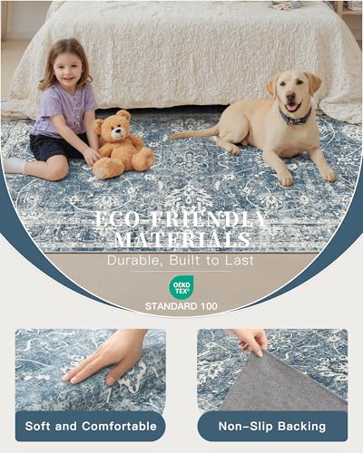 6x9 Area Rugs for Living Room (Blue / 6' x 9' (Rectangular))