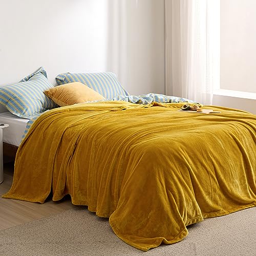 Fleece Blanket Queen Blanket Gold Yellow (Yellow Gold / Queen (90" X 90"))