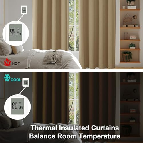 Ava Taupe Blackout Curtains for Bedroom (Taupe / 40"W x 72"L (Pack of 2))