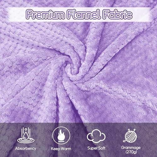 4 Pack Fleece Throw Blankets 50x60 Inches (Lavender / Throw(50''x60''))