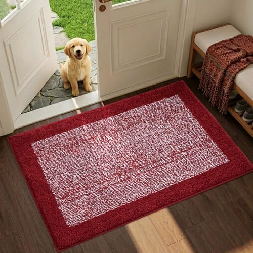 36x24 Large Bathroom Rugs Non Slip Washable (Red / 2' x 3' (Rectangular))