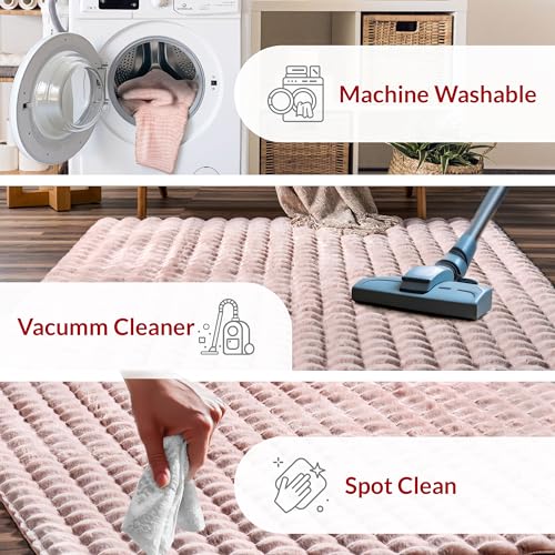 Jeni Blush Checkered Washable Area Rug (Jeni Blush / 5' x 8' (Rectangular))