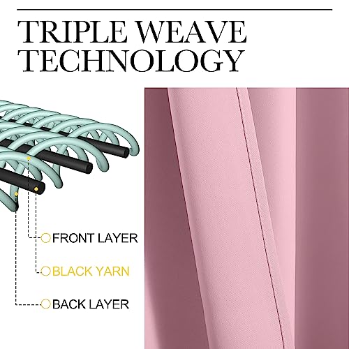 Blackout Curtains & Drapes for Bedroom (Rouge Pink / 34"W x 40"L (Pack of 2))