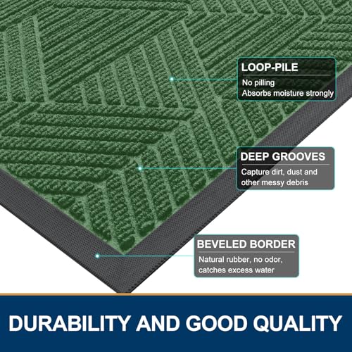 Half Circle Front Door Mat Outside Entrance (Green / 47" X 32")