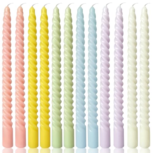 10 Inch Cream Spiral Taper Candles for Home Decoration (Candy)