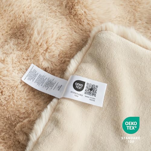 Faux Fur Throw Blanket for Couch (Beige / Throw(50" x 60"))