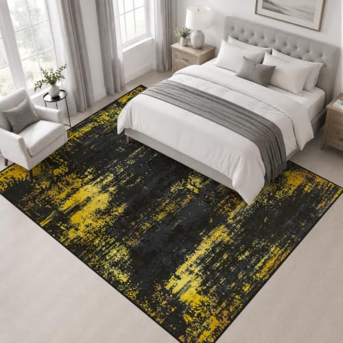 Area Rug Living Room (Dark Black Gold / 6' x 6' (Square))