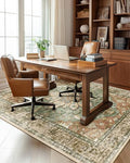 Washable Area Rug (Brick/Brown/Green / 6' x 8' (Rectangular))