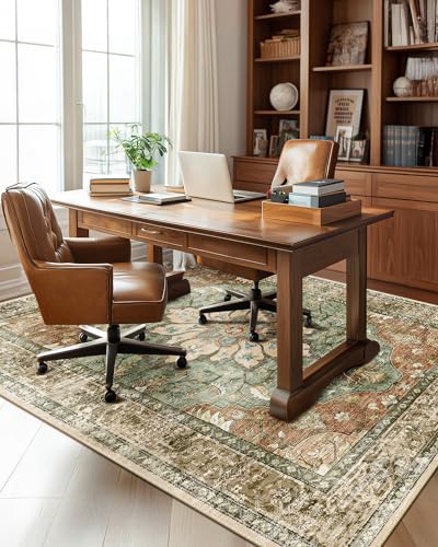 Washable Area Rug (Brick/Brown/Green / 6' x 8' (Rectangular))