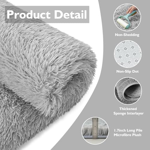 9x12 Fluffy Area Rugs for Living Room Bedroom (Grey / 9' x 12' (Rectangular))