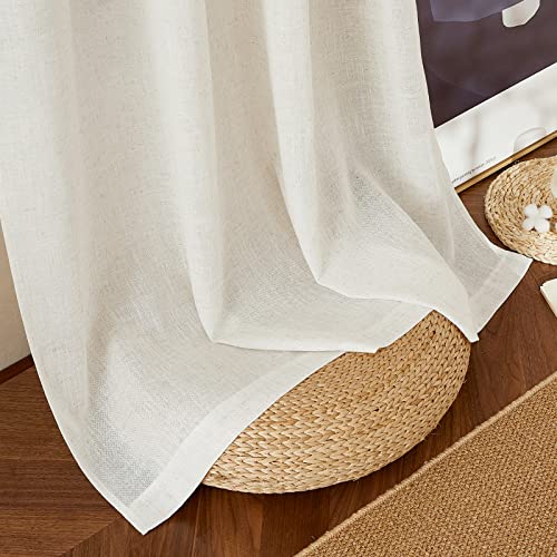 Linen Burlap Curtains for Windows 90 inch Length (52"W x 90"L (Pack of 2) / Linen)