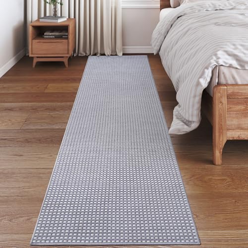 Kitchen Runner Rug Mat Non Slip Hallway Runner Washable Gray 2x6 ft (A- Light Grey / 2' x 6')