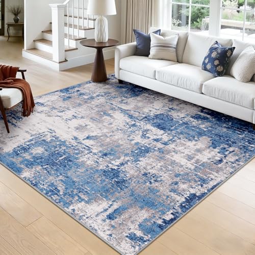 Washable Square 8'x8' Area Rug for Living Room Blue Gray (Blue/Gray / 8' x 8' (Square))