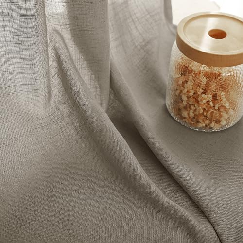 Taupe Linen Curtains 96 inches Long for Living Room Back Tab Rustic Farmhouse Semi Sheer Light Filtering Window Curtain Dining Room Soft Thick Flax Linen Textured Drapes Burlywood Birch Dark Brown (Taupe / 52"W x 96"L (Pack of 2))