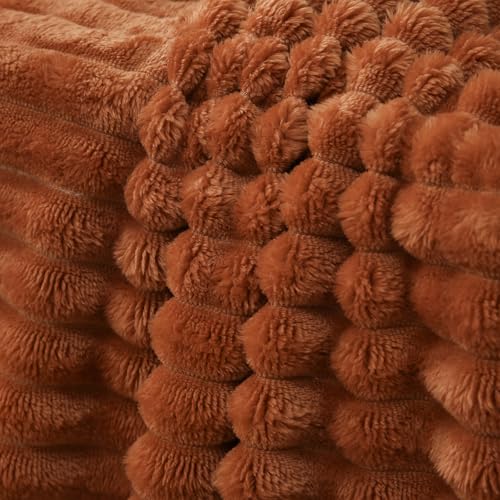 Burnt Orange Fleece Throw Blanket 50”×70” for Couch Sofa Livingroom (Burnt Orange / 50×70inch)