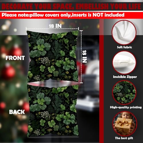 Dark Green Shamrock Pillow Cover 18x18 Double (Dark Green13)