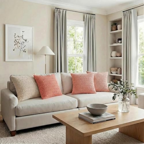 4 Packs Decorative Throw Pillow Covers for Living Room Couch Bed (26" x 26" (Pack of 4) / Pink Series)