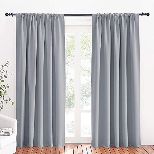Large Blackout Curtains for Bedroom Living Room 84 inches Long (Silver Grey / 70"W x 84"L (Pack of 2))