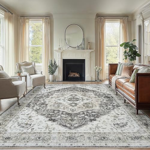 Amada Large 8x10 Washable Area Rug for Living Room (8' x 10' (Rectangular) / Grey)