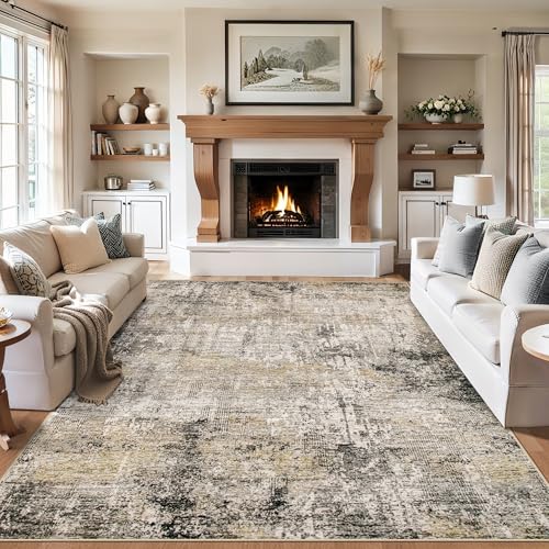 6x9 Area Rug Living Room (Brown Black Grey / 6' x 9' (Rectangular))
